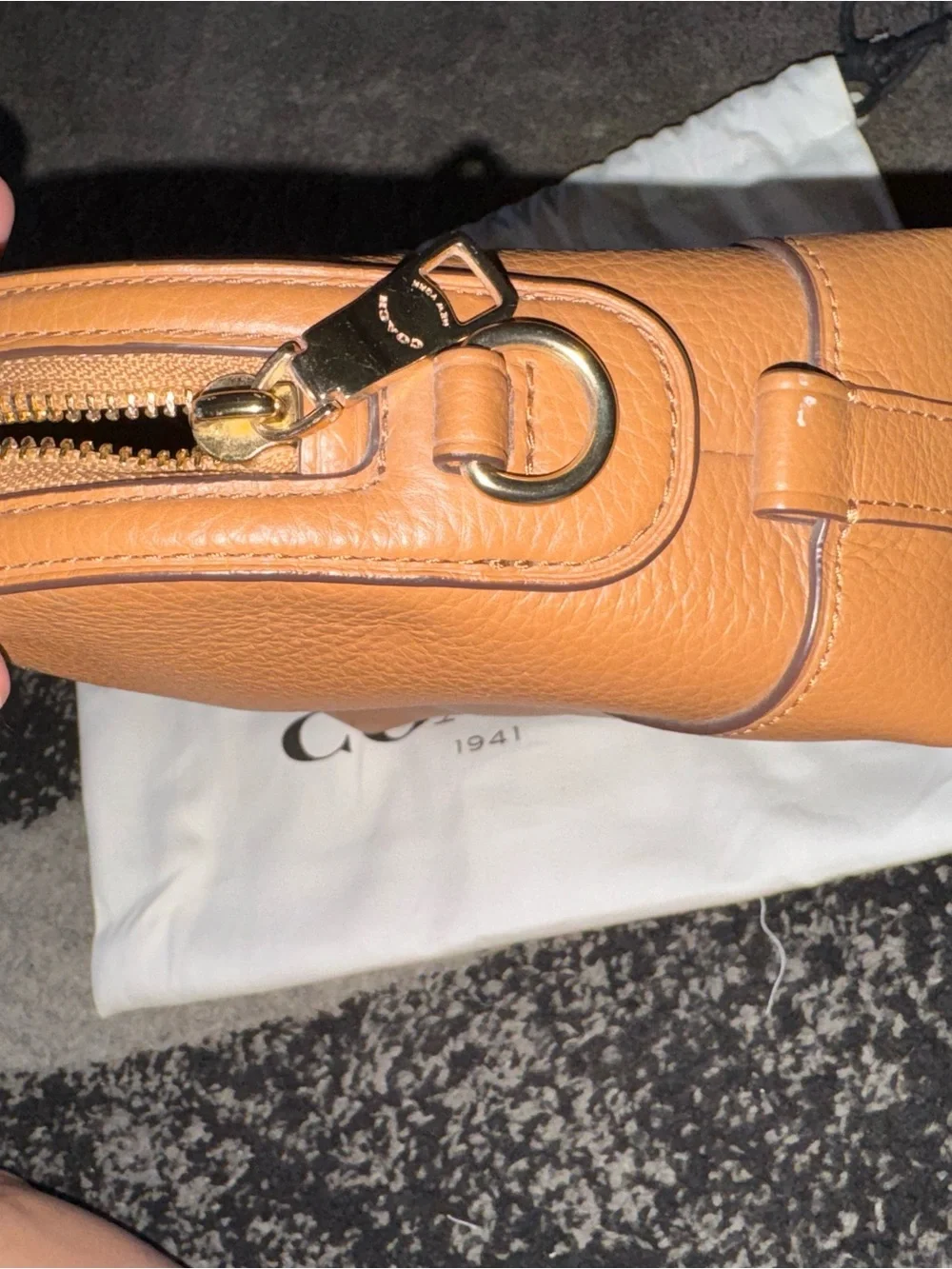 Coach Pebbled Leather Toiletry Pouch in Tan